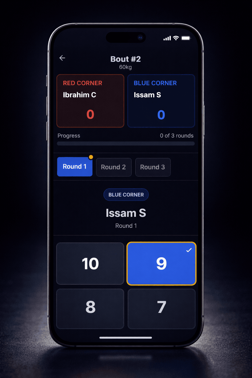 Blue corner mobile scoring